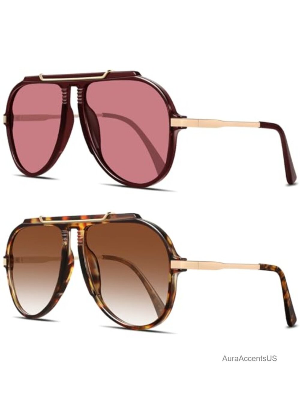 GRFISIA Retro Oversized 70s Aviator Sunglasses Tangle Free
